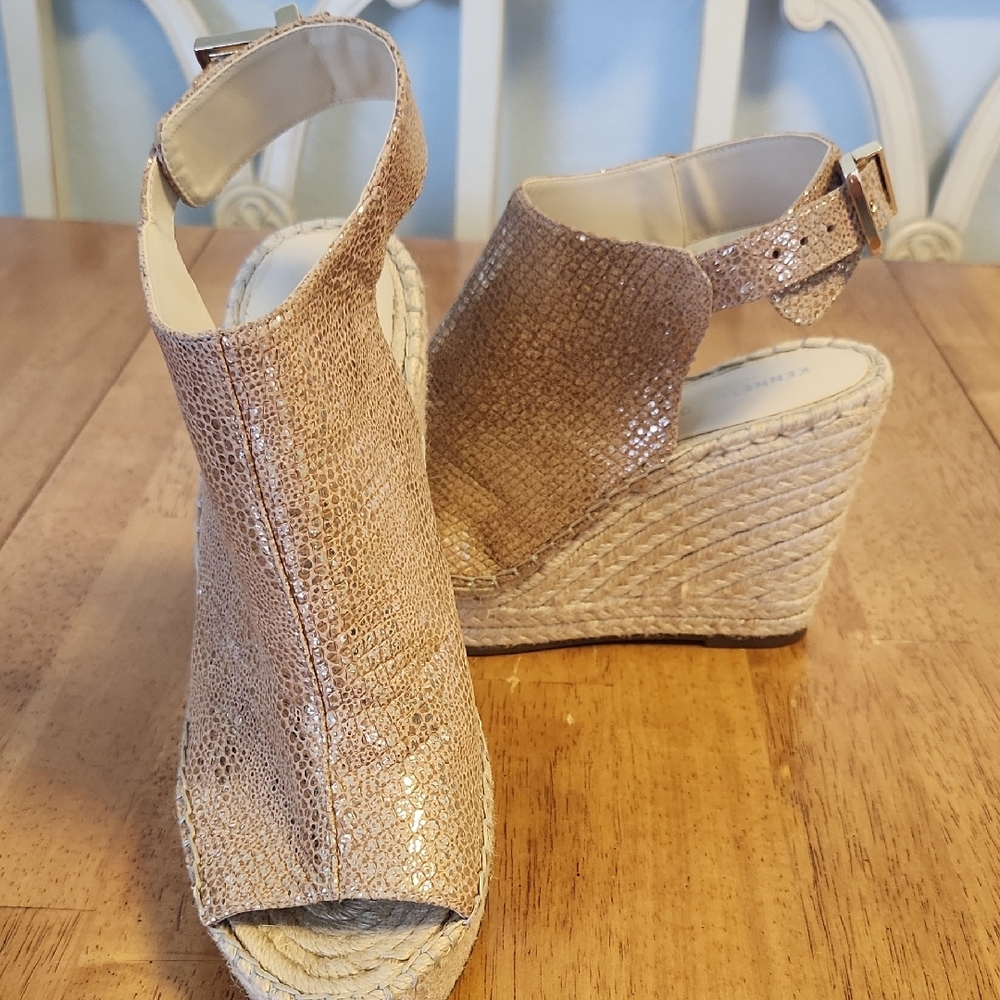 Kenneth Cole Shimmering Tan Wedge Sandals